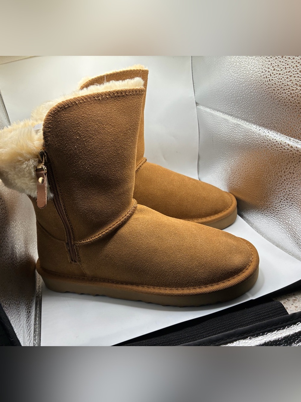 Style & Co Maevee Genuine Suede Cold Weather Boots Chestnut Women’s 7